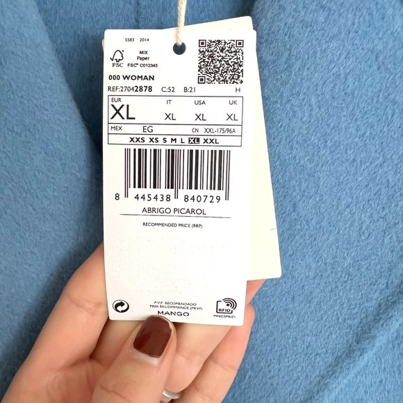 Mango handmade wool coat, new with tags, XL - Picture 3 of 4